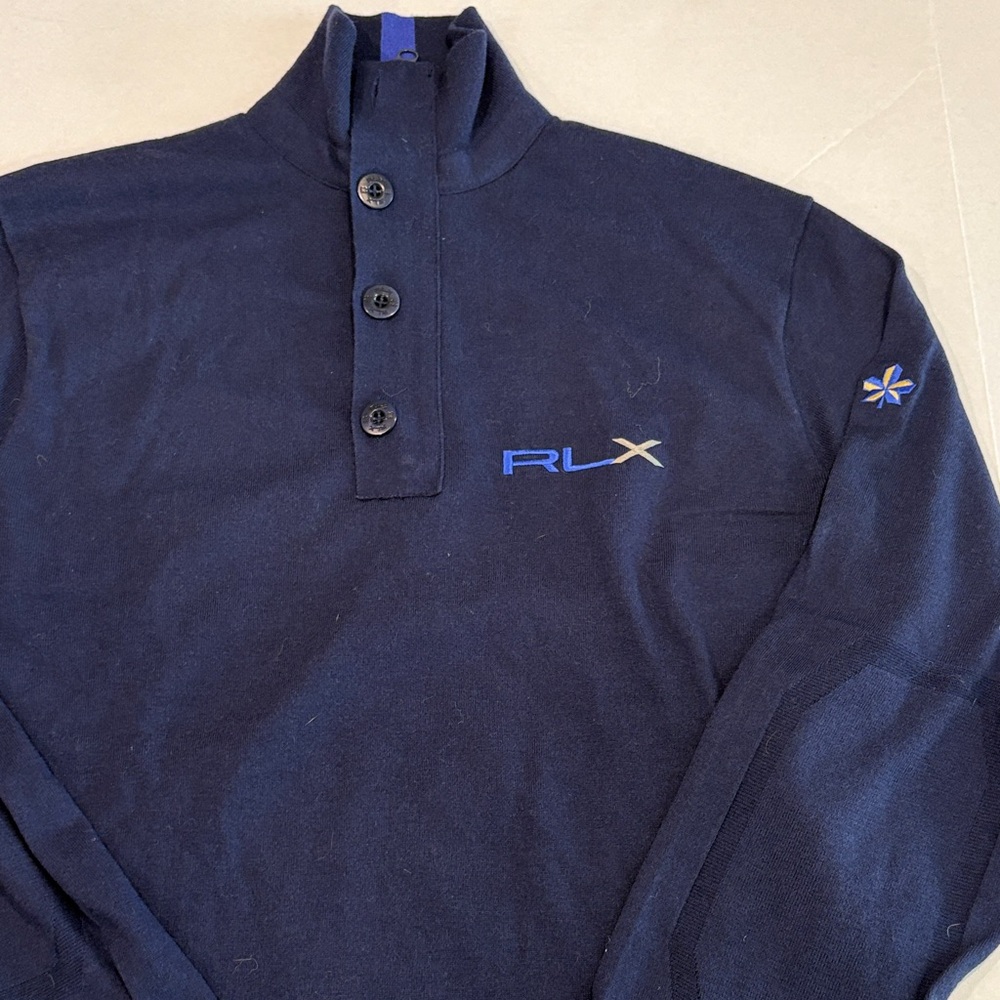 Men's Bavy blue Polo RLX quarter zip with wind block men’s large
